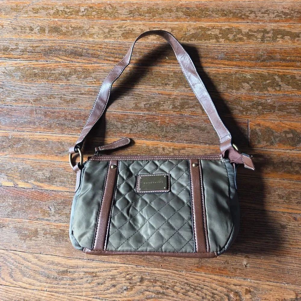 Harve Benard Bag | Olive Quilted Shoulder Purse Brown Trim City Chic‎ Everyday